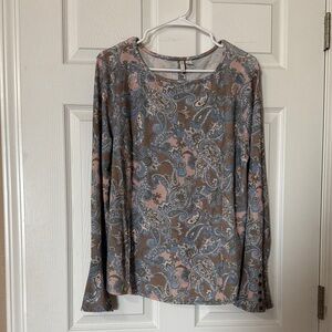 Cato Paisley Long Sleeve Top in Pink, Blue & Brown
